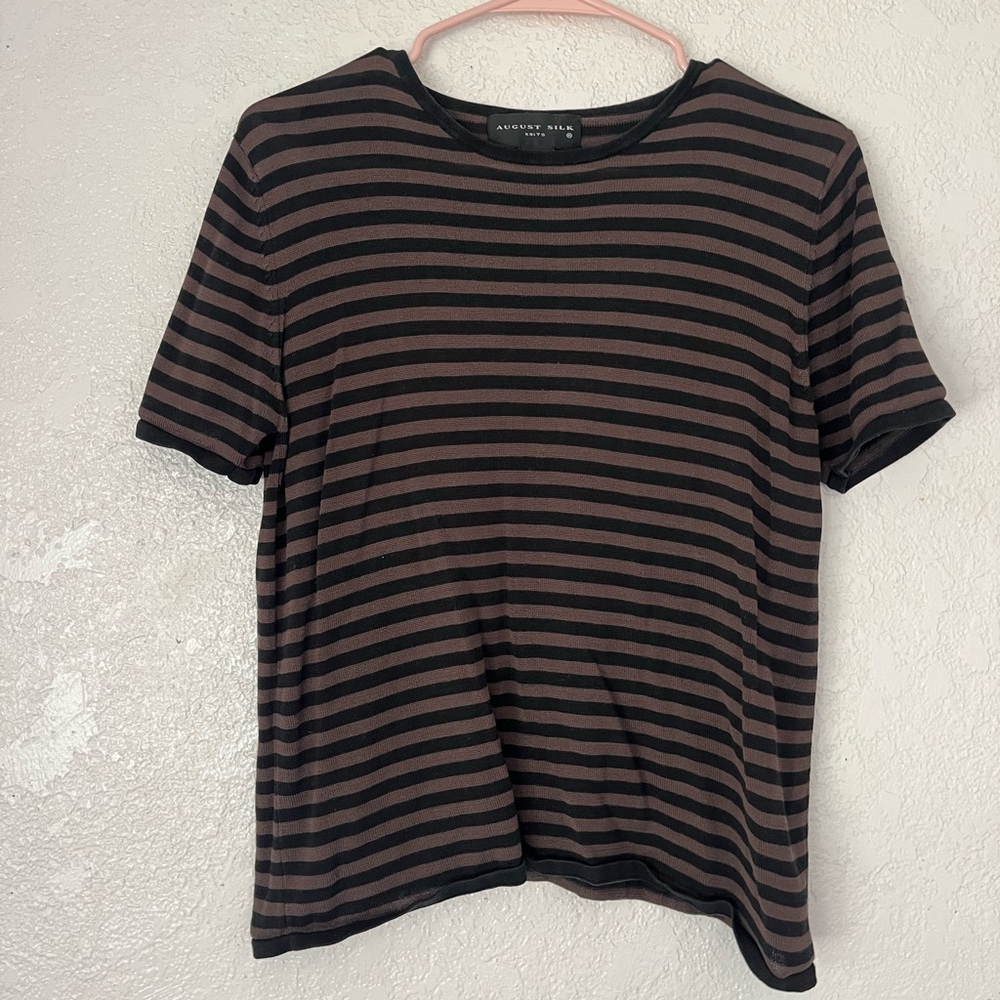 August Silk Black and Brown knit Blouse